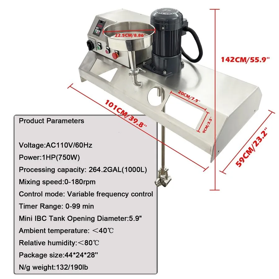 Мешалка IBC Tote Agitator IBC Tote Mixer 110V, 1HP, 304SS, 0-180rpm, 264.2gal Mi — фото лота 1