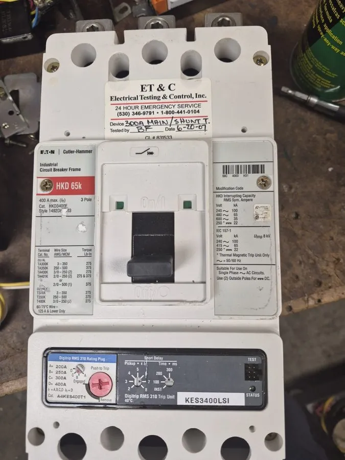 Автоматический выключатель EATON HKD 480V 65K HKD3400F 3 POLE 250 AMP TRIP CIRCU