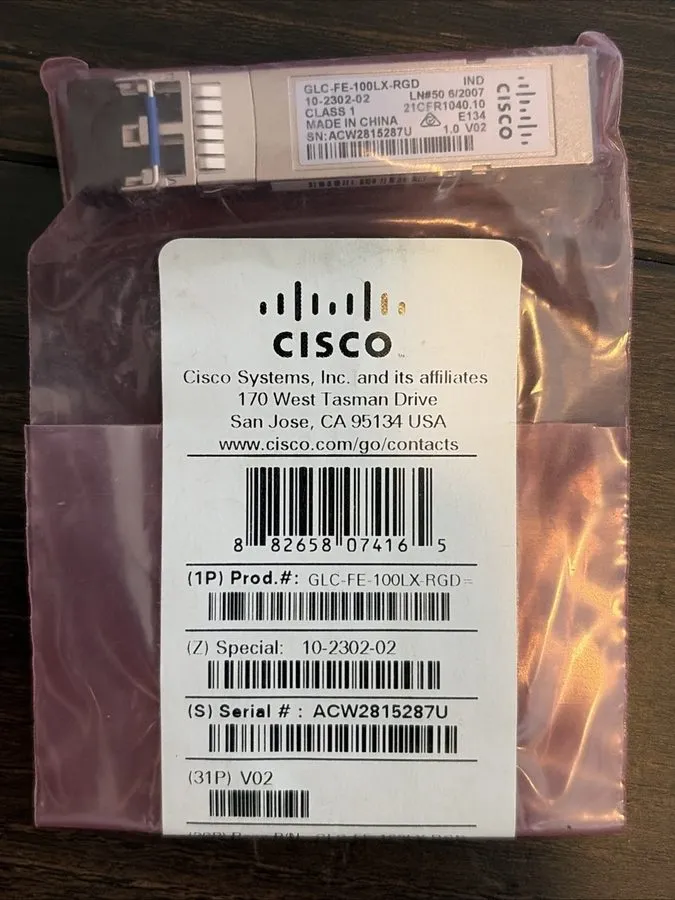 Трансивер Cisco GLC-FE-100LX-RGD 100BASE-LX 10km 1310nm SFP Transceiver