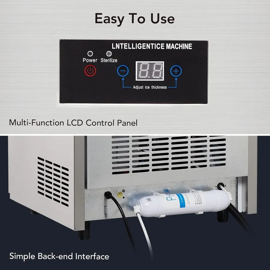 Льдогенератор 90LB/24H Commercial Ice Maker Machine 30LB Storage Stainless Steel — фото лота 2