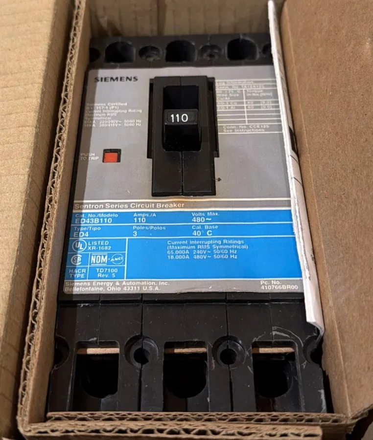 Автоматический выключатель ITE/SIEMENS SENTRON SERIES CIRCUIT BREAKER ED43B110 1 — фото лота 1
