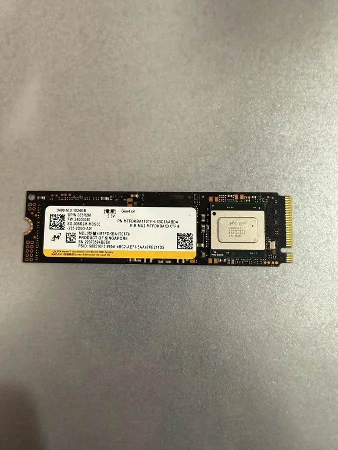SSD-накопитель Micron 3400 1TB M.2 NVMe 2280 Gen4x4 SSD MTFDKBA1T0TFH