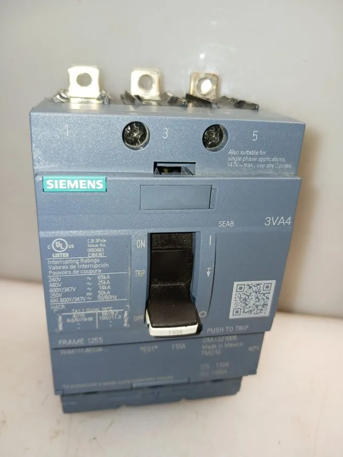 Автоматический выключатель SIEMENS 3VA4111-4ED34-0AA0 110 AMP CIRCUIT BREAKER 3 
