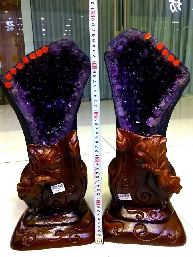 Лабораторный прибор 56.54LB TOP A pair Natural Amethyst geode quartz cluster cry — фото лота 1