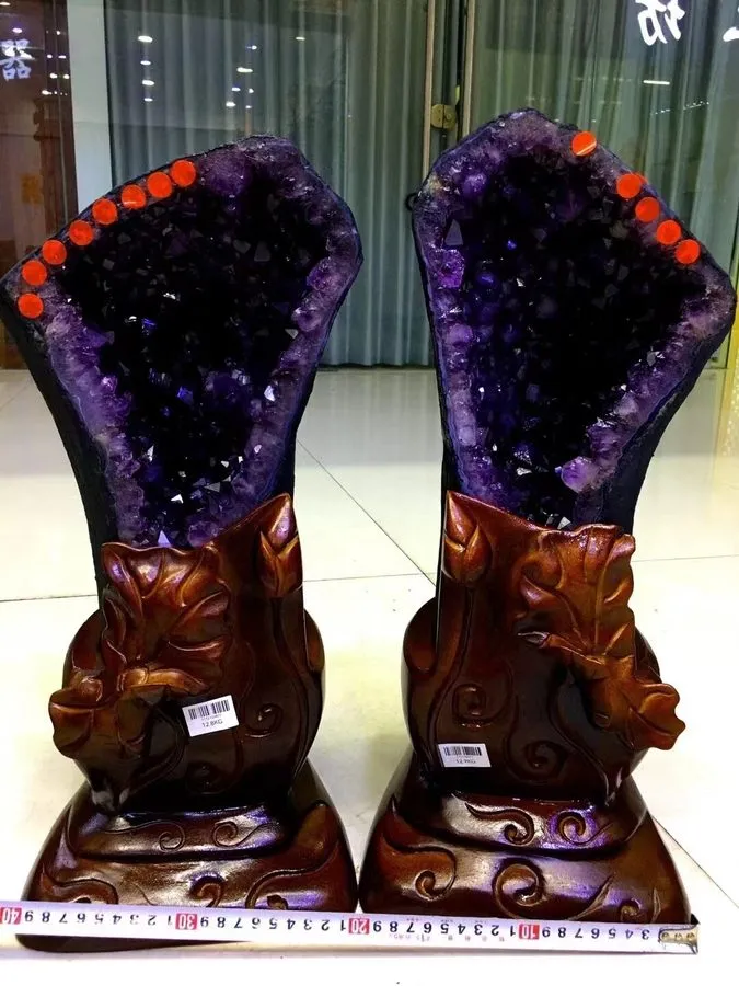 Лабораторный прибор 56.54LB TOP A pair Natural Amethyst geode quartz cluster cry — фото лота 2