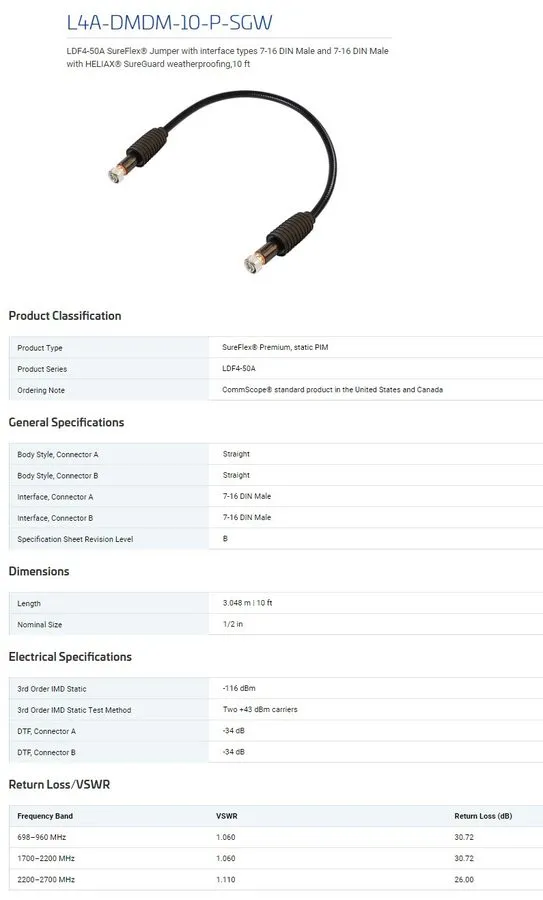 Операторское оборудование CommScope L4A-DMDM-10-P-SGW LDF4-50A SureFlex Jumper 7