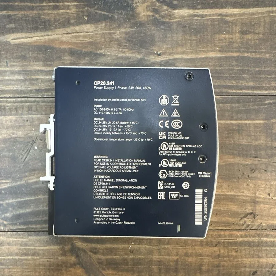 Блок питания PULS CP20.241 AC-DC Power Supply 480W 24 to 28VDC DIN Rail