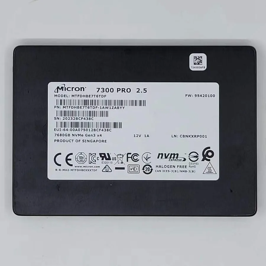 SSD-накопитель Micron 7.68TB NVMe U.2 PCIe Gen 3.0 x4 RI SFF 2.5" SSD 7300 PRO M