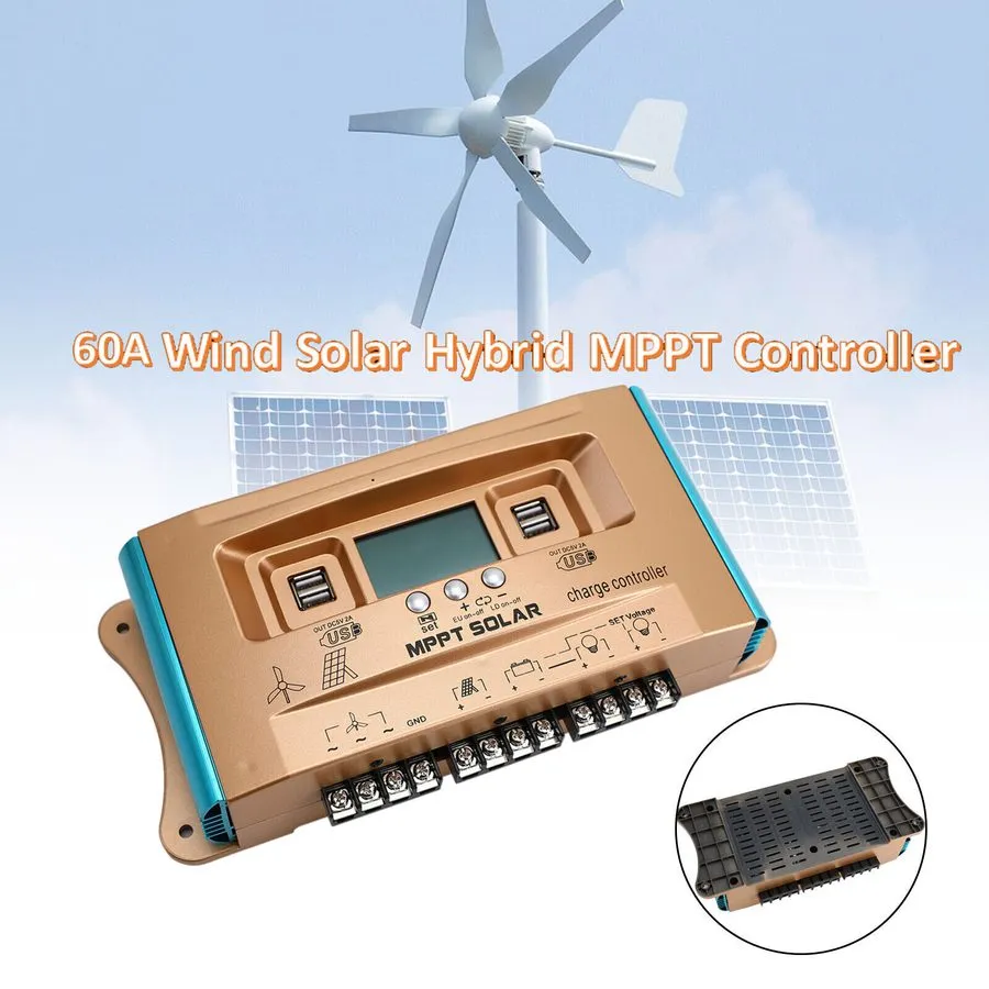 Аккумулятор 12V/24V/36V/48V/60V 60A MPPT Wind Solar Hybrid Charge Controller Pan