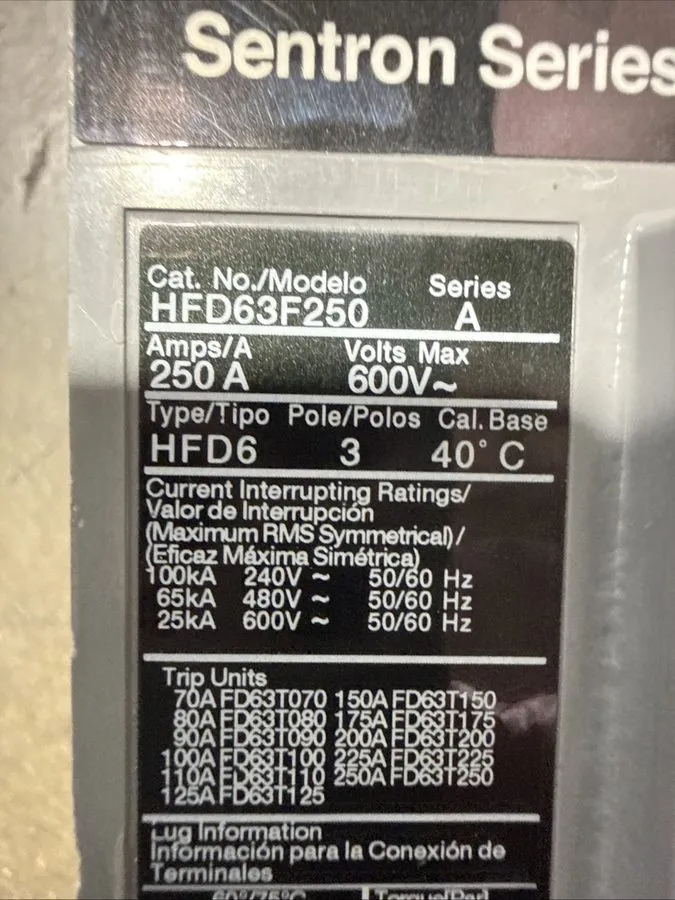 Автоматический выключатель Siemens HFD63F250 Sentron Series Circuit Breaker 250A