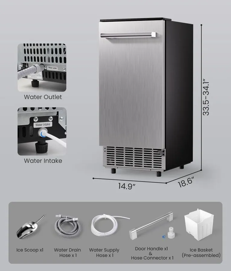 Льдогенератор ecozy Under Counter Ice Maker Machine 80Lbs/Day Ice Maker — фото лота 1