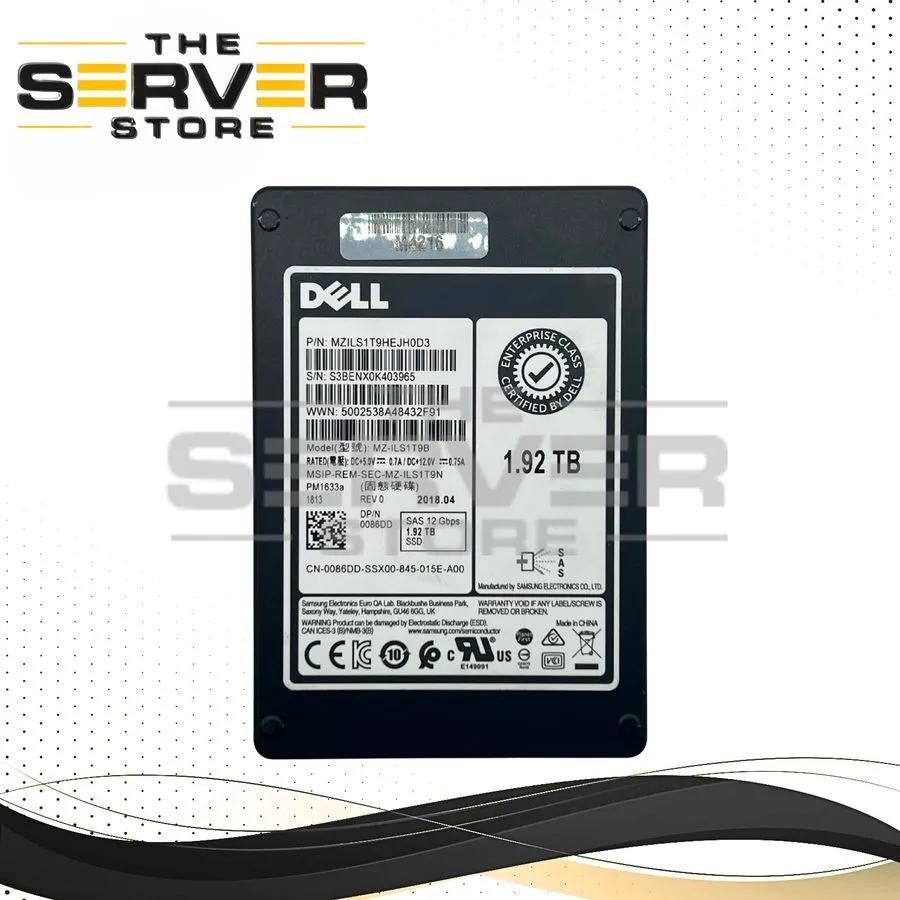 SSD-накопитель Dell/Samsung PM1633a 3.84TB MZILS3T8HMLH SAS 12Gb/s 3D TLC 1 DWPD