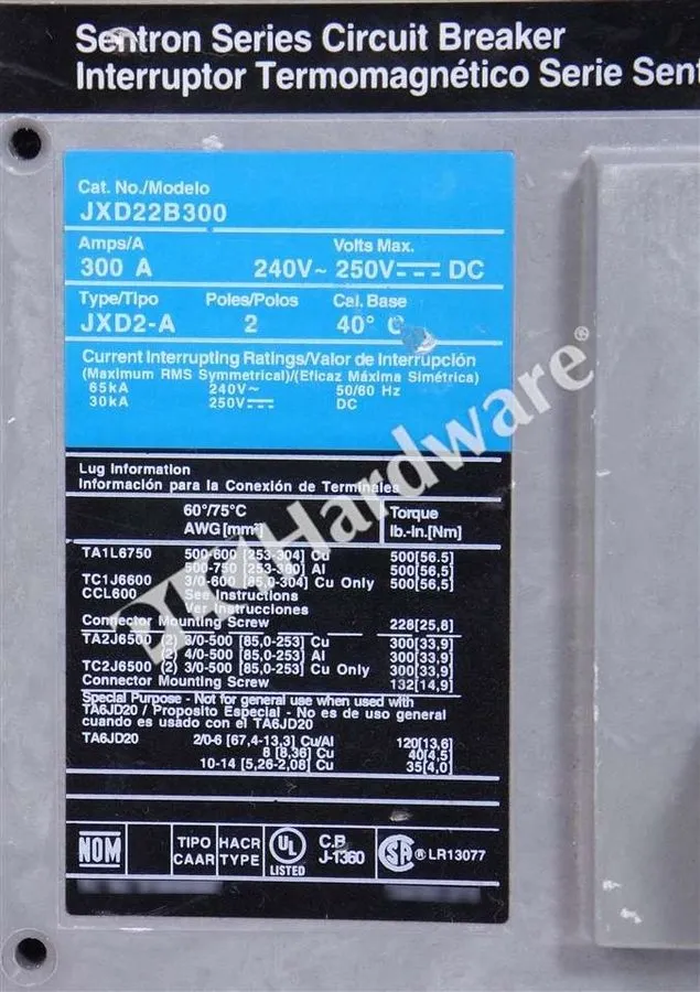 Автоматический выключатель Siemens JXD22B300 Sentron Series Circuit Breaker 300A