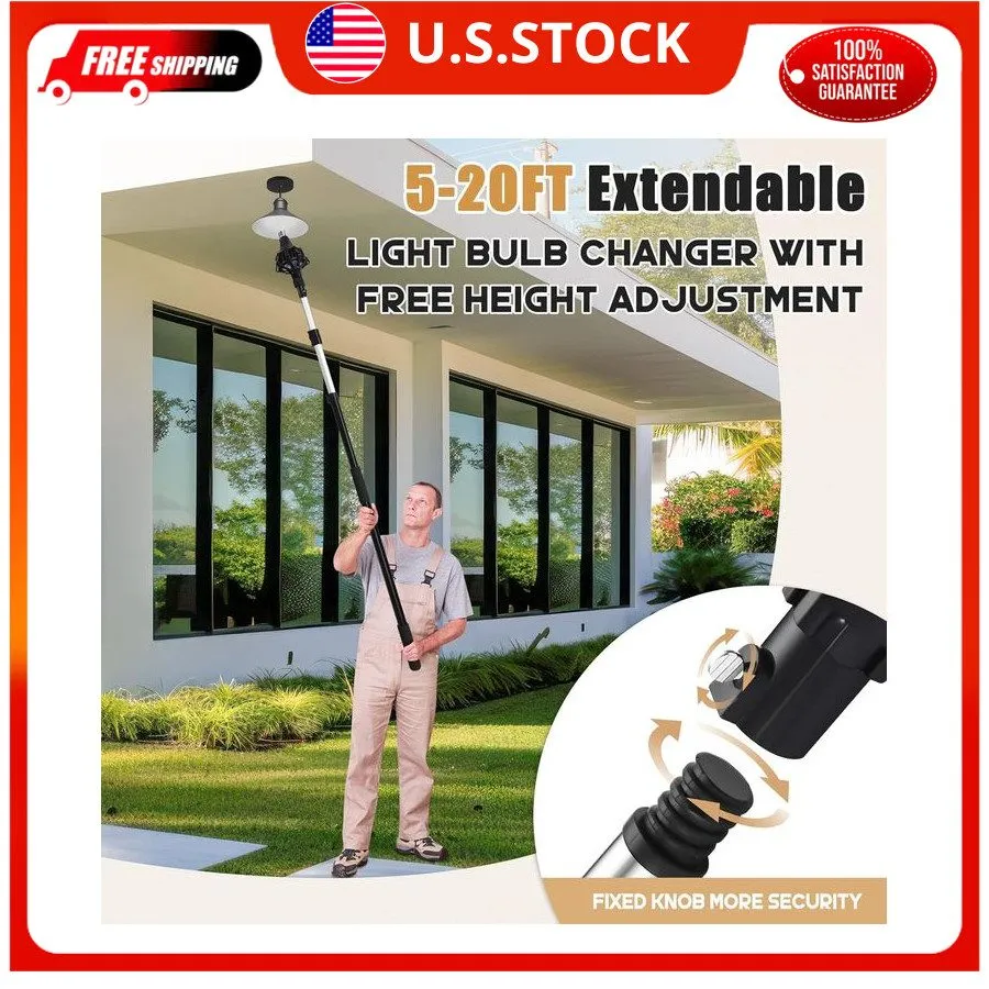 Вакуумная присоска Buyplus 26FT Light Bulb Changer 5-20FT Telescopic Pole Basket — фото лота 2