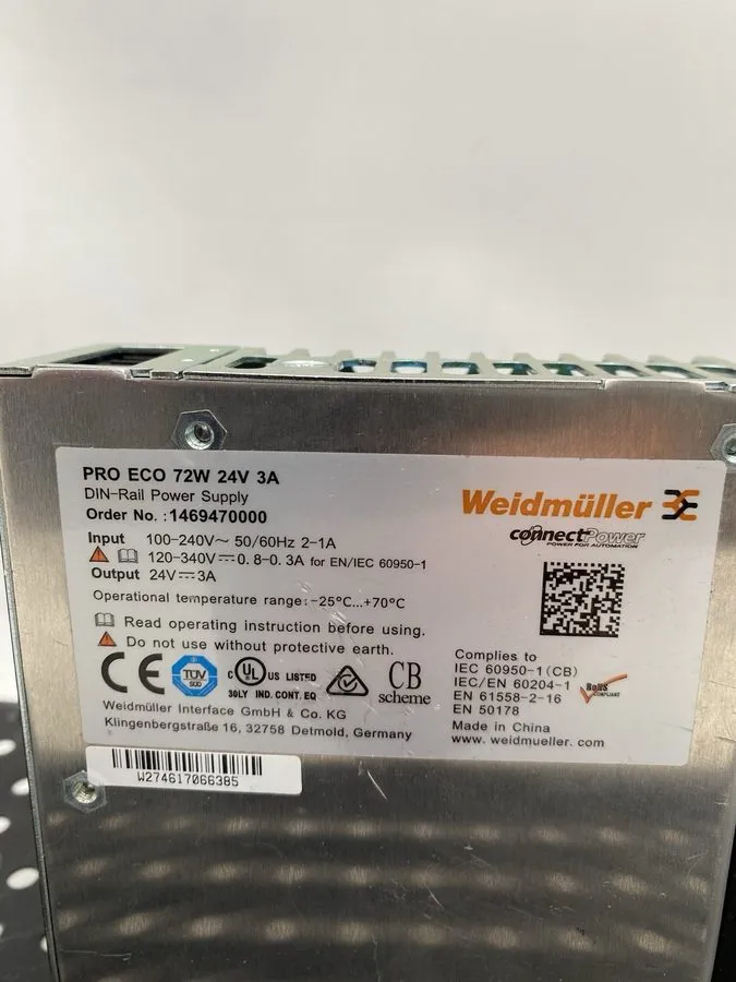 Блок питания Weidmuller 1469470000 PRO ECO DIN Rail Power Supply 72W 24V 3A