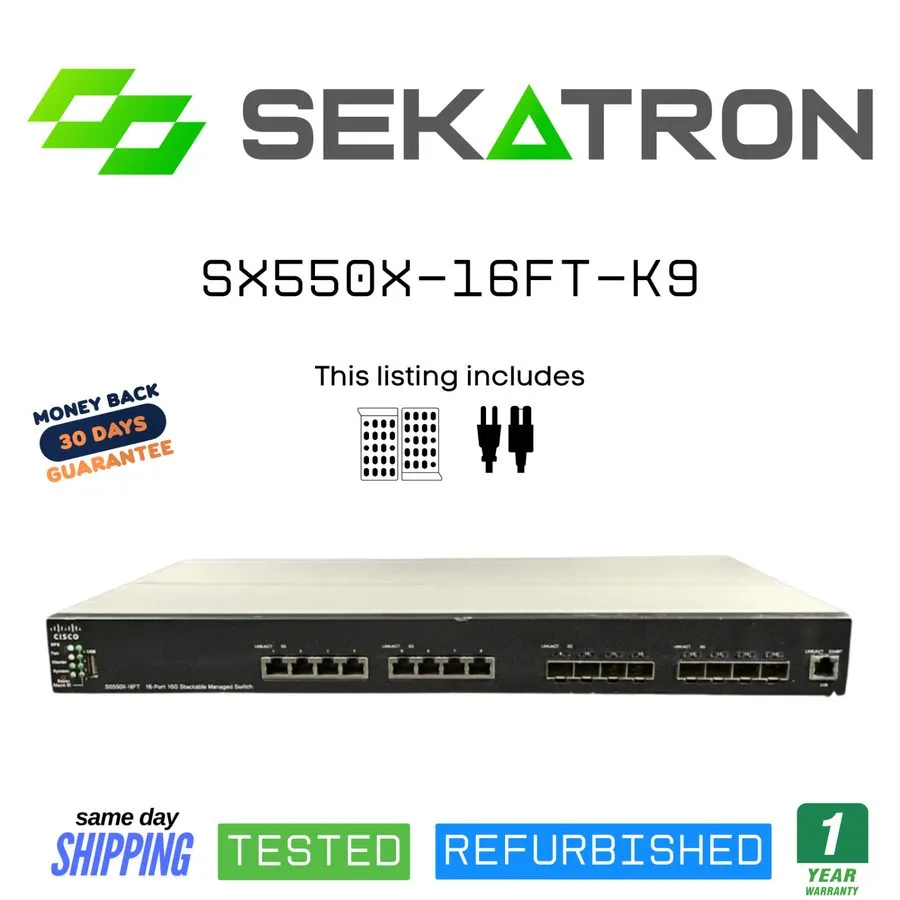 Коммутатор Cisco SX550X-16FT-K9 16 Port 10G Managed Switch 8x RJ45 8x SFP+