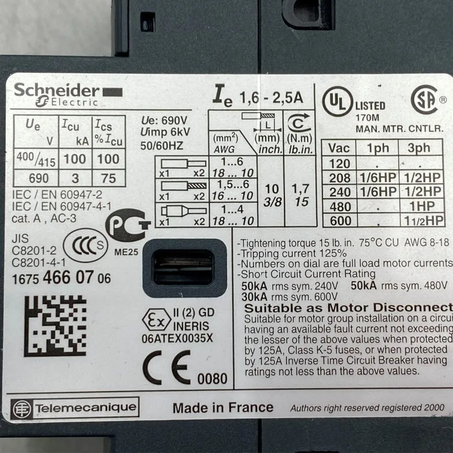 Автоматический выключатель Schneider GV2ME07 Circuit breaker-thermal-magnetic 1. — фото лота 2