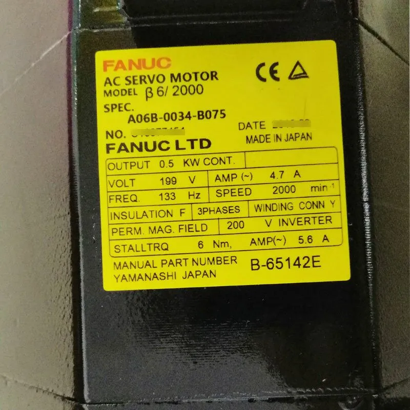 Серводвигатель FANUC A06B-0034-B075 AC Servo Motor 199V 4.7A 133Hz 0.9KW