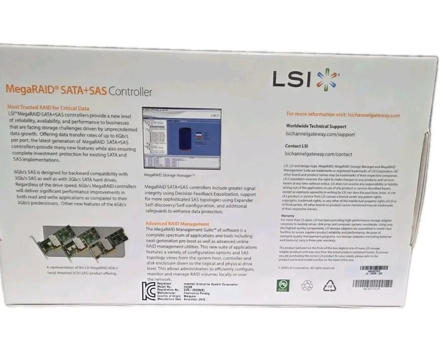 Контроллер LSI MegaRAID 9261-8i 8-port PCI-E 6Gb/s SATA/SAS RAID Controller Card