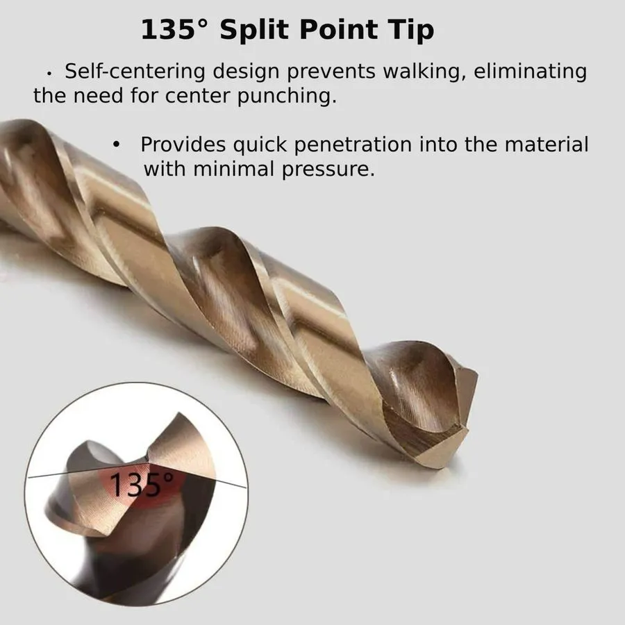Режущий инструмент HSS Cobalt Drill Bit Set M35 Jobber 23/64" Metalworking Twist — фото лота 1