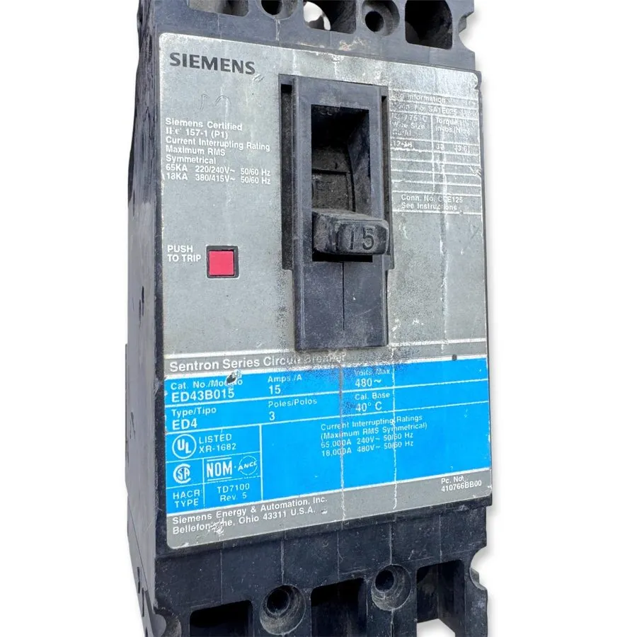 Автоматический выключатель SIEMENS SENTRON SERIES 15 AMP CIRCUIT BREAKER 3P 480 