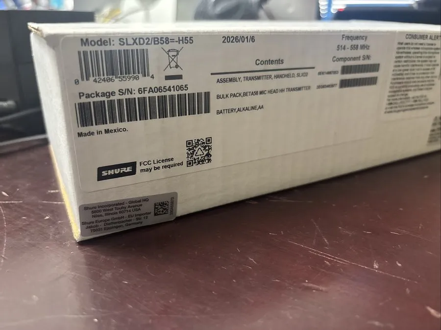 Радиосистема Shure SLXD2/B58 Wireless Handheld Microphone Transmitter, Black G58 — фото лота 1