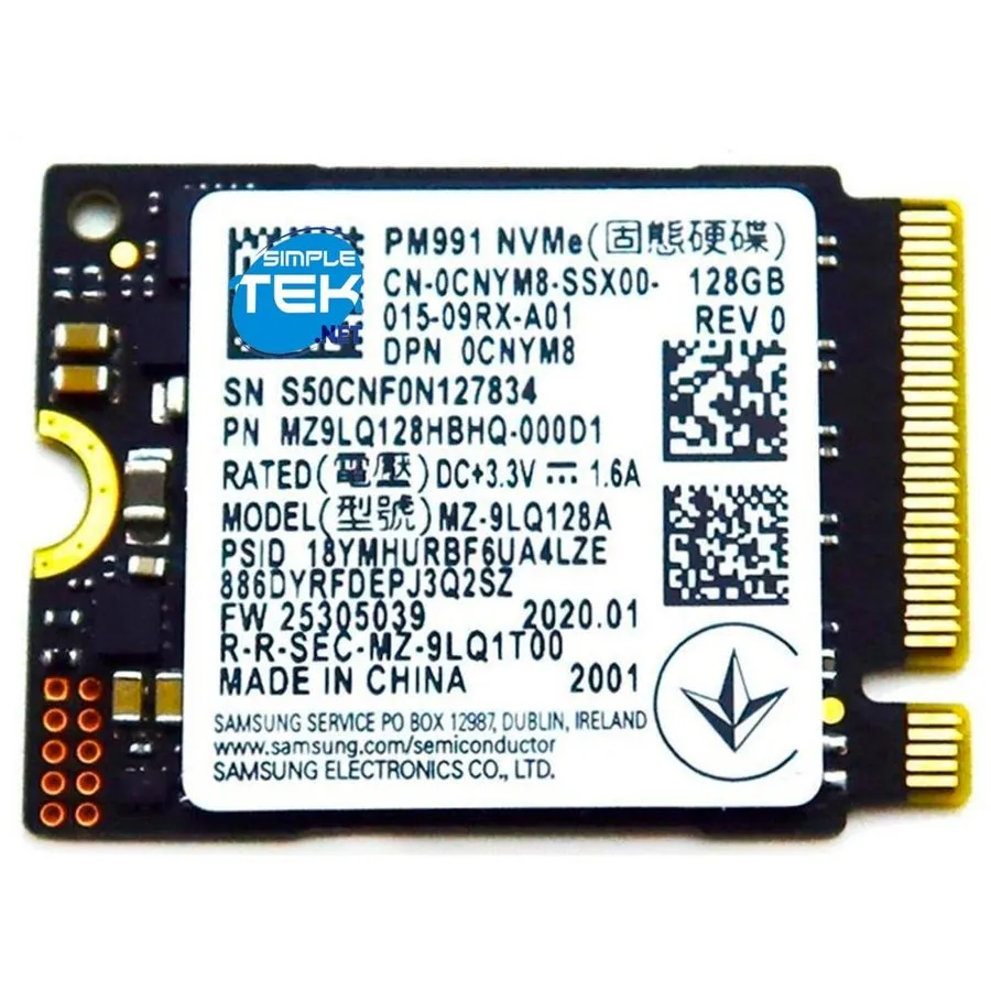 SSD-накопитель Samsung PM991 128GB M.2 2230 NVMe M.2 SSD Black MZ-9LQ128A
