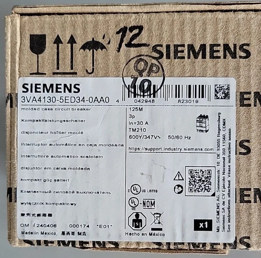 Автоматический выключатель 1 Siemens 3VA4130-5ED34-0AA0 480V 3-Pole Circuit Brea