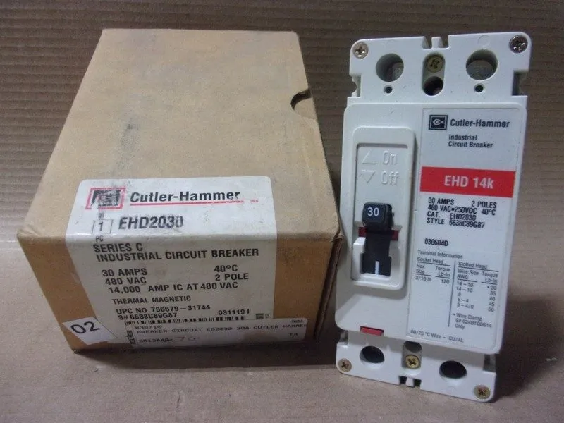 Автоматический выключатель Eaton Cutler Hammer EHD 2 pole 30 amp 480v EHD2030 Ci