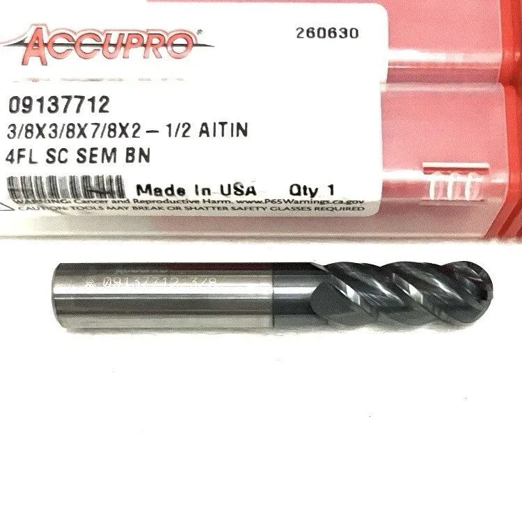 Режущий инструмент Accupro 3/8" 4FL Carbide Ball Nose End Mill 7/8" LOC AlTiN 09