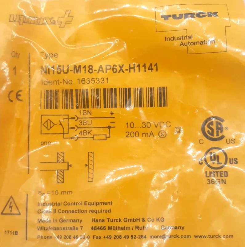 Датчик приближения TURCK NI15U-M18-AP6X-H1141 Inductive Proximity Sensor PNP 10-
