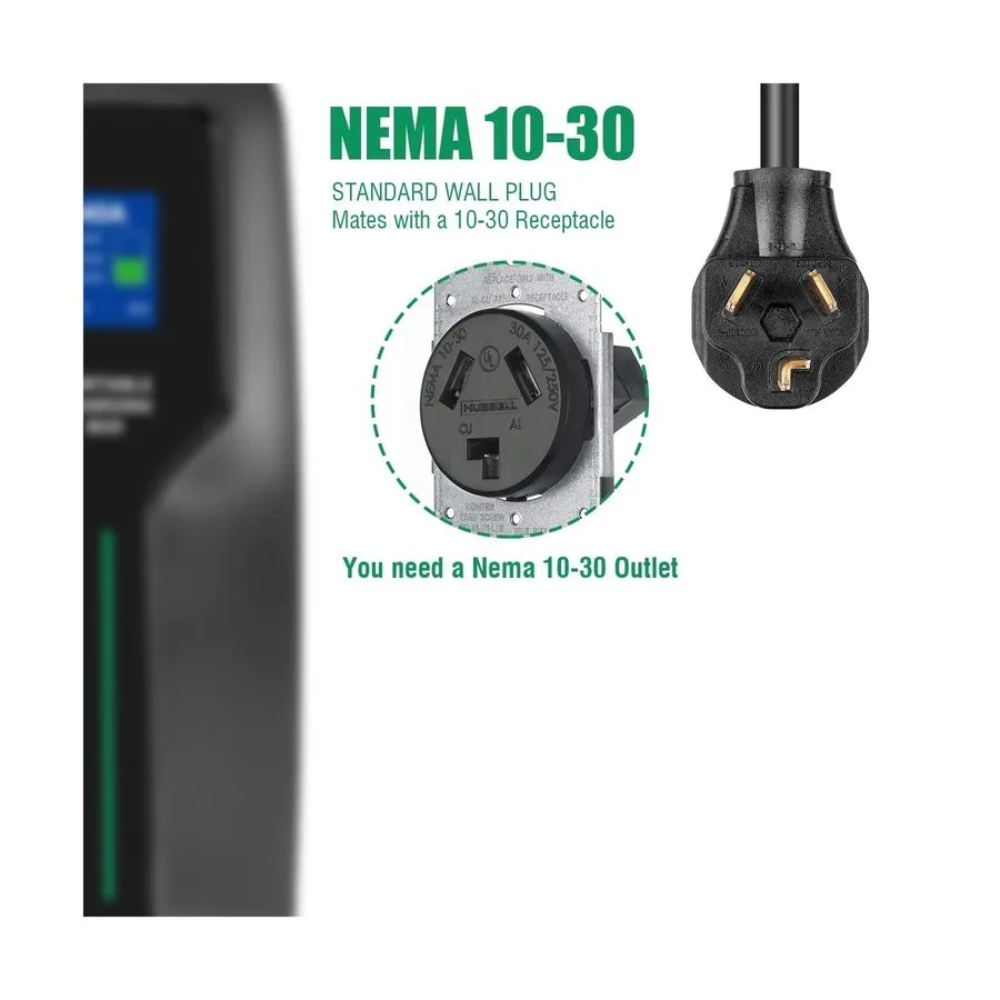 Аккумулятор EV Charger Level 2,NEMA 10-30, 30A/25ft,6.6KW Portable Electric Vehi — фото лота 2