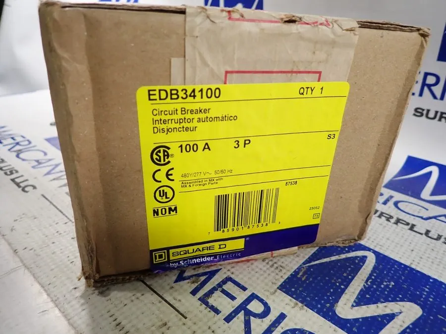 Автоматический выключатель SQUARE D EDB34100 EDB 3 POLE 100 AMP 480v CIRCUIT BRE