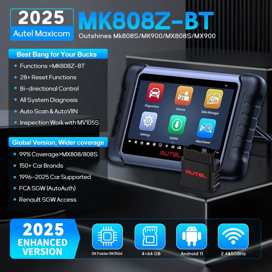 Диагностический сканер 2026 Autel MaxiCOM MK808Z-BT Bidirectional Diagnostic Sca