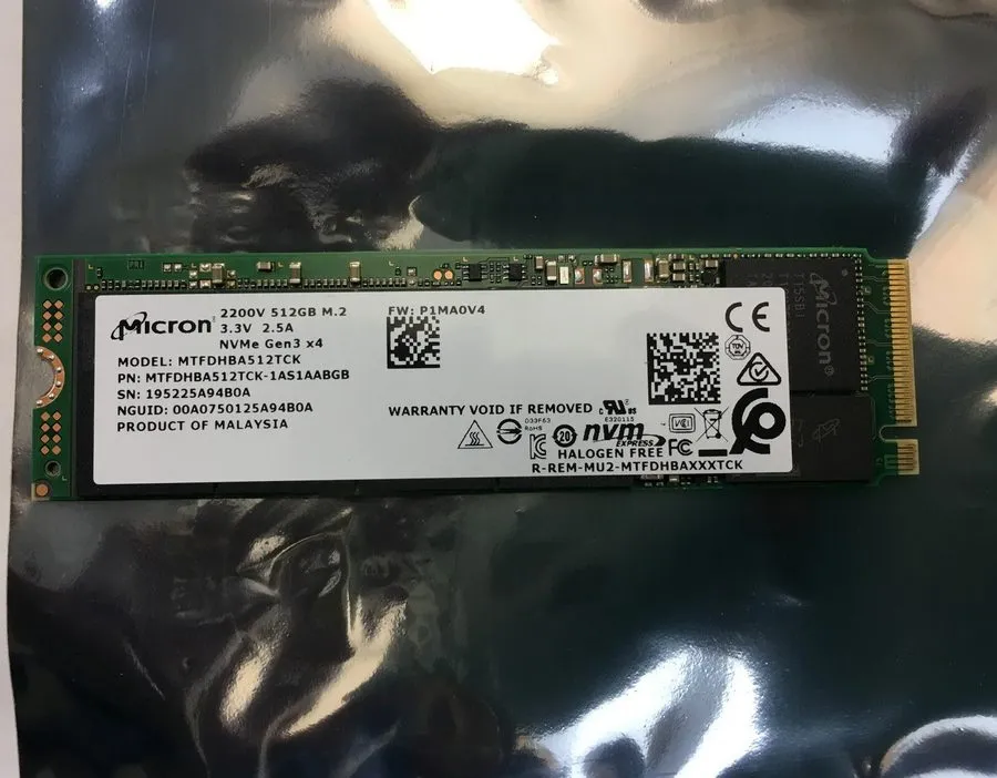 SSD-накопитель Micron 512Gb SSD M.2 2280 NVMe Gen3 x4 Solid State Drive MTFDHBA5