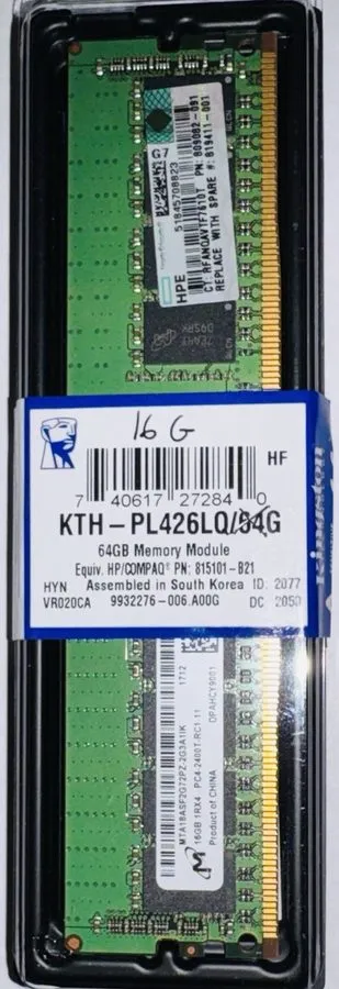 Модуль памяти 2 HPE 16GB (32GB Total) DDR4 PC4-2400T ECC Registered RDIMM KTH-PL — фото лота 1