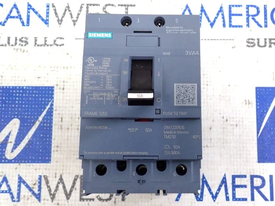 Автоматический выключатель Siemens 3VA4150-4ED34-0AA0 Circuit Breaker 50 Amp 3 P