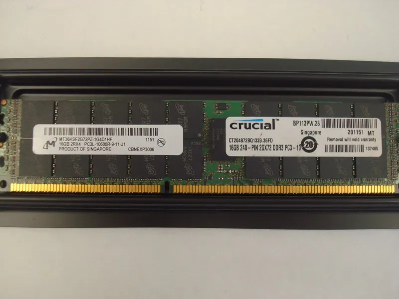 Модуль памяти Crucial Micron 16GB 2RX4 PC3-12800 DDR3-1600MHz ECC REG MT36KSF2G7