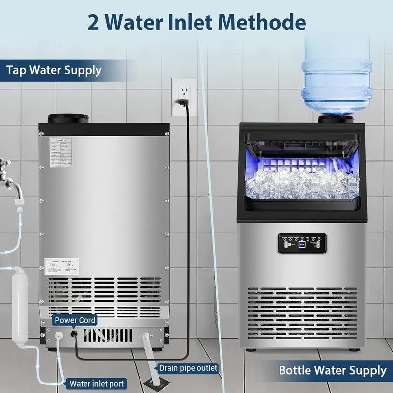 Льдогенератор Commercial Ice Maker Machine,100lbs/24H Stainless Steel Ice Machin