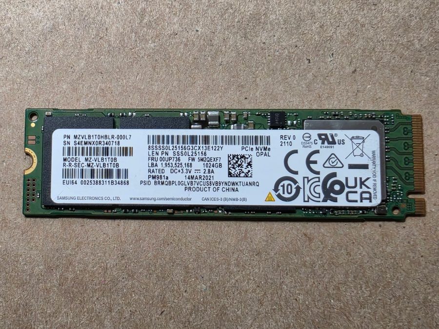 SSD-накопитель SAMSUNG PM981A NVME SED 512GB NVME SSD HARD DRIVE #198252