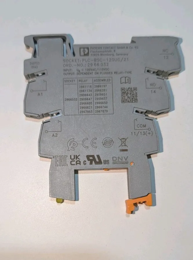 Колодка реле 3pk Phoenix Contact 120V SPDT DIN Relay Socket PLC-BSC-120UC/21 — фото лота 2