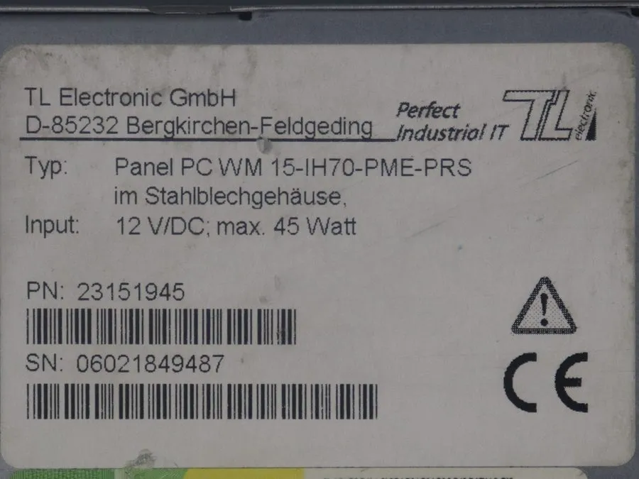 Промышленный компьютер TL Electronic Panel PC WM 15-I V70-PME-PRS 23150926 12VDC — фото лота 2