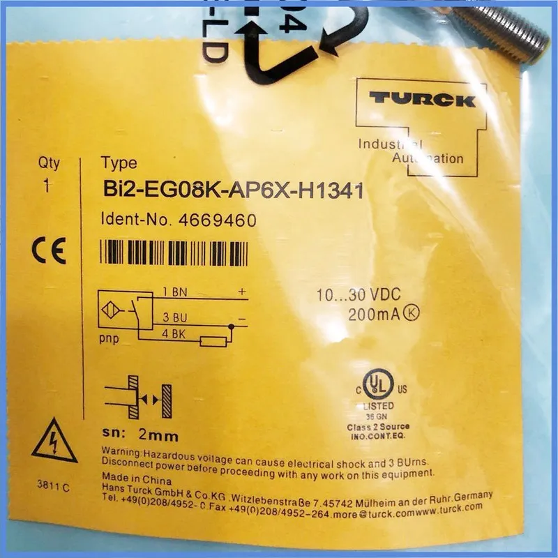 Датчик приближения Turck BI2-EG08K-AP6X-H1341 Inductive Proximity Sensor, 2mm, 1