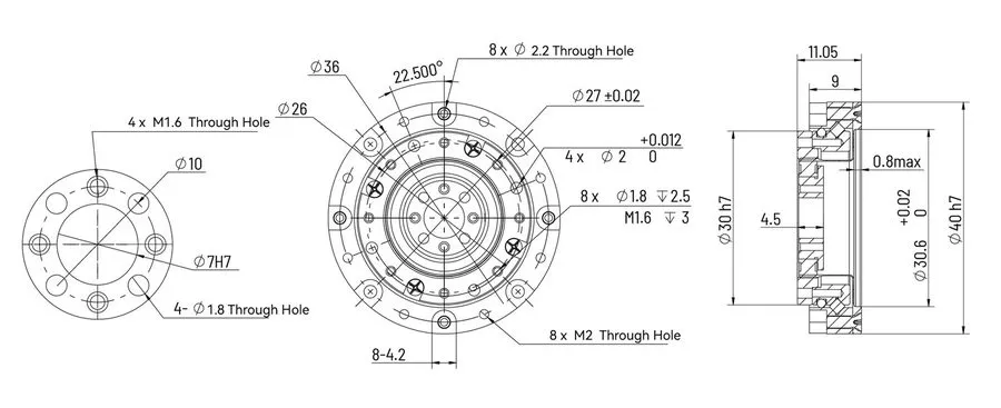 Робот HD Mini-08 40mm Harmonic Drive Gear Ratio 100:1 Strain Wave Gear Reducer — фото лота 1