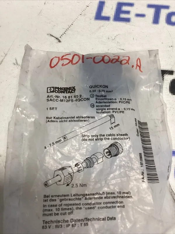 Датчик phoenix contact Connector SACC-M12FS-4QCON J-851 — фото лота 1
