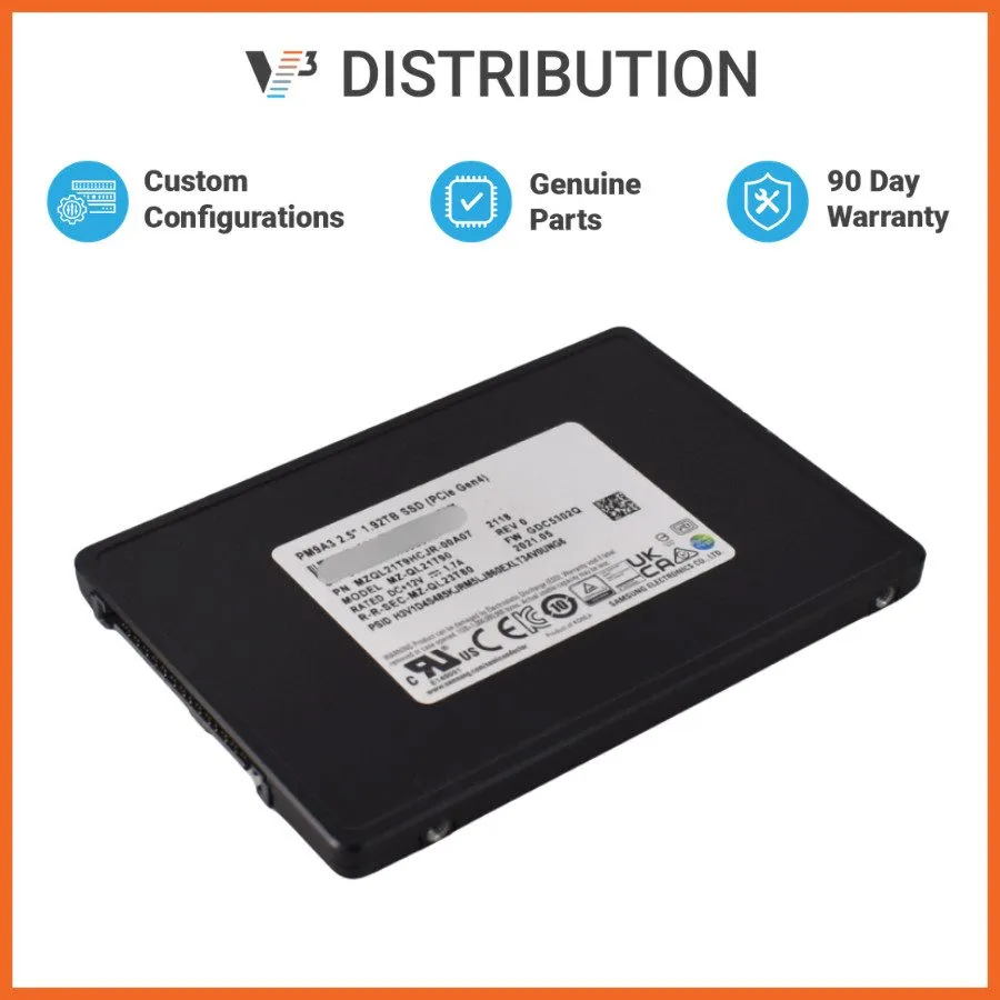 SSD-накопитель Samsung PM9A3 1.92TB U.2 NVMe PCIe Gen4 x4 SSD, MZQL21T9HCJR-00A0 — фото лота 1
