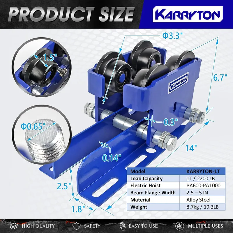 Таль KARRYTON 1Ton/2200LBS I-Beam Trolley
