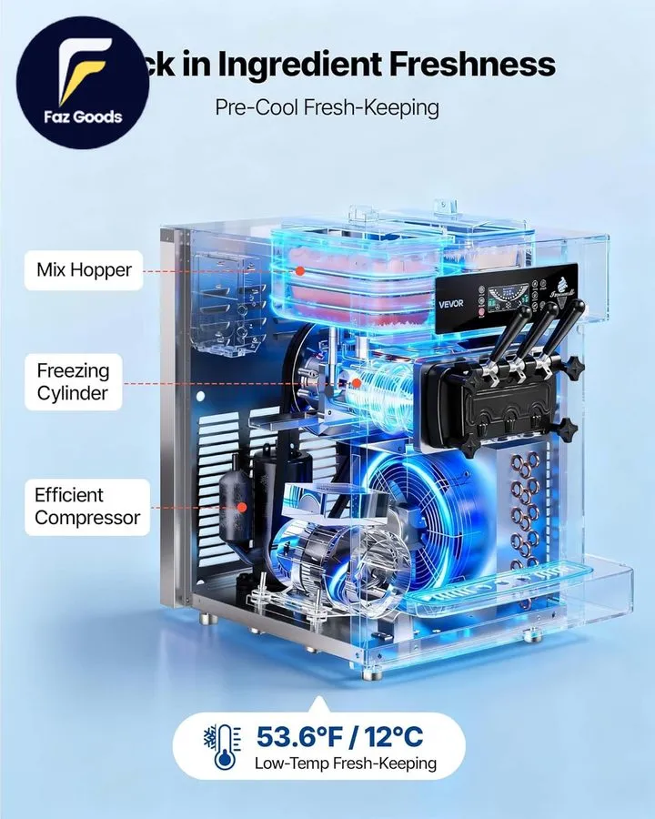 Оборудование для общепита TECSPACE 20-28L/H Commercial Soft Ice Cream Machine 22