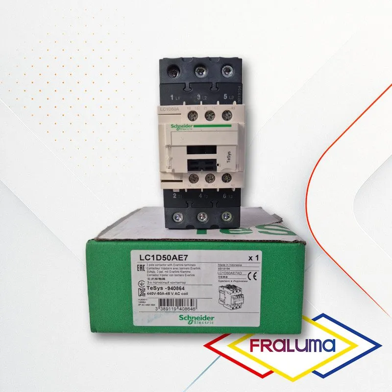 Контактор Schneider LC1D50AE7 TeSys D IEC Contactor 3 Pole 40HP@480V 50A, 48VAC 