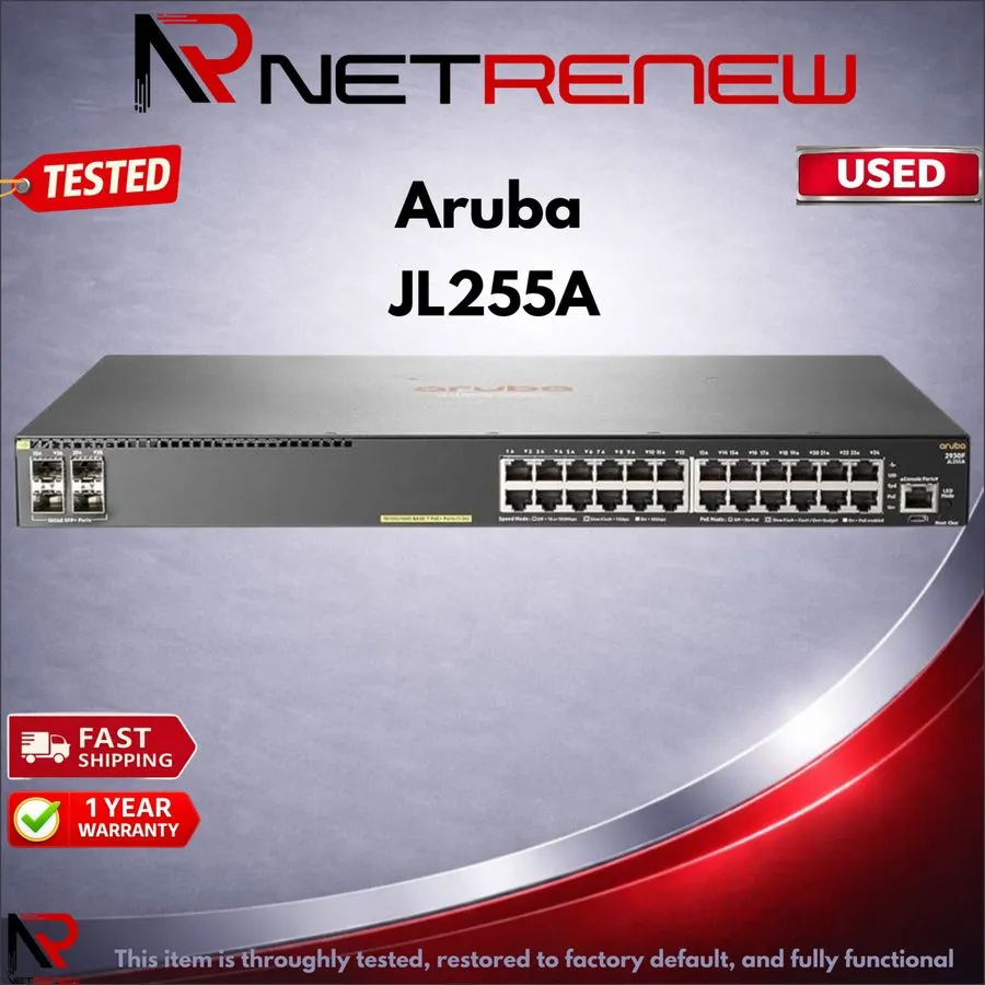 Коммутатор JL255A HPE Aruba 2930F 24-Port 1/10GbE PoE+ 4SFP+ Ethernet Switch